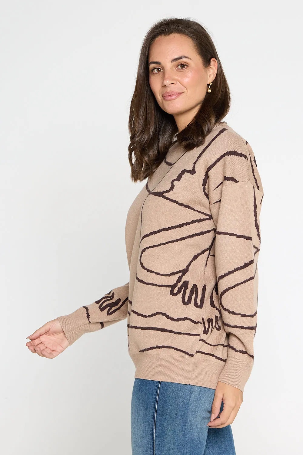 Rena Knit Jumper - Mocha Print