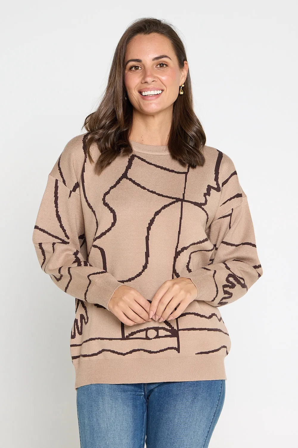 Rena Knit Jumper - Mocha Print