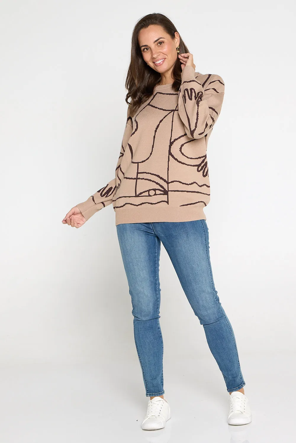 Rena Knit Jumper - Mocha Print