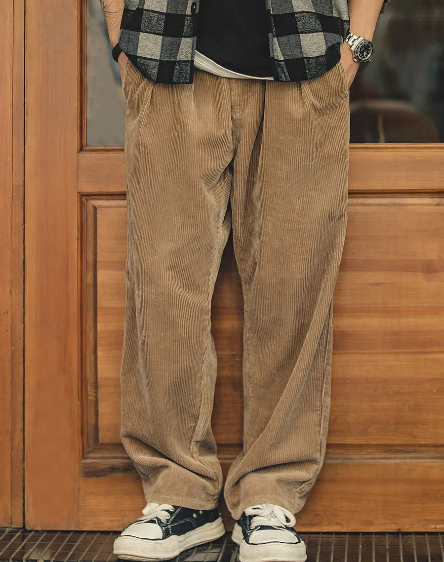 Retro Loose Corduroy Wide-Leg Straight Men's Trousers