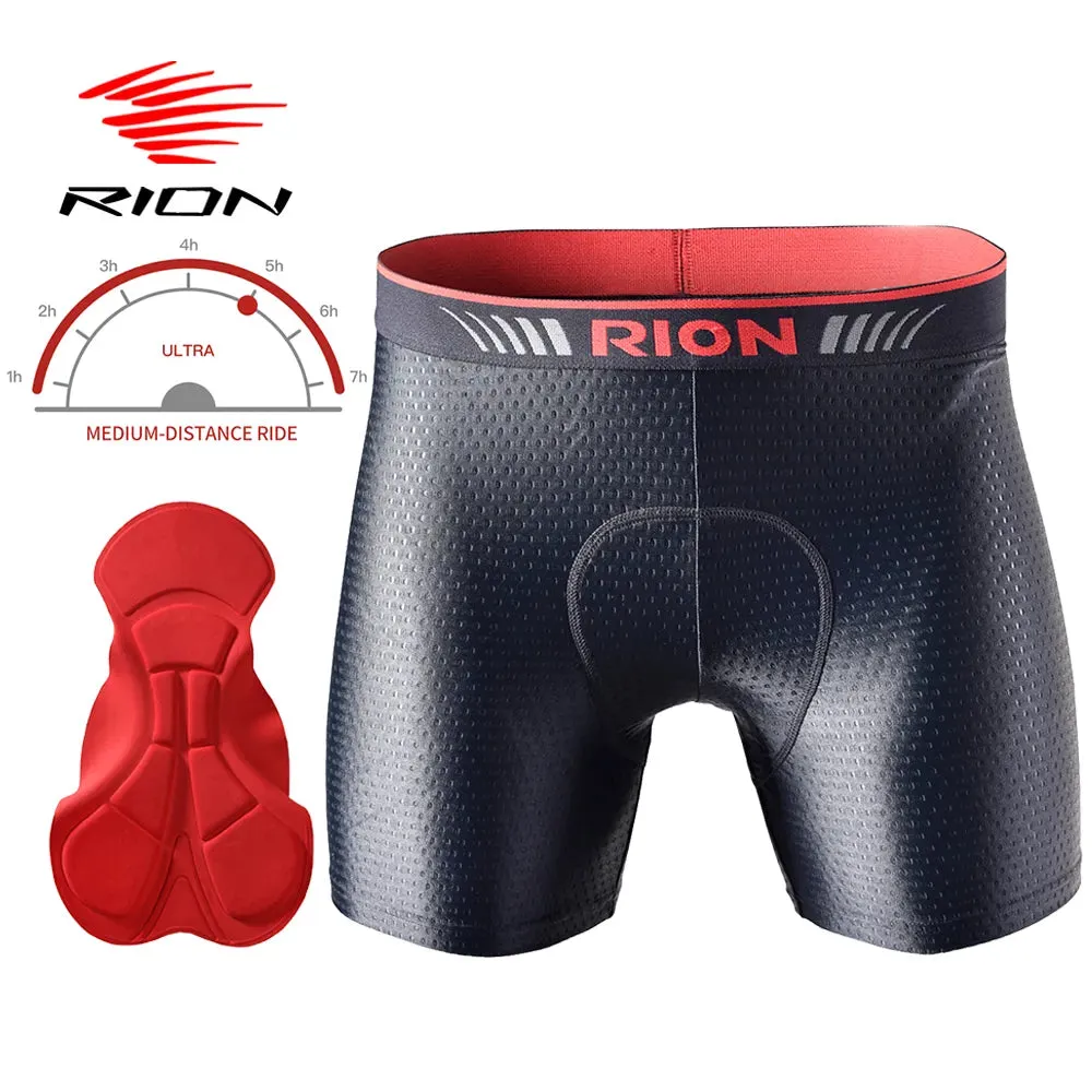 RION Men Cycling Bicycle Underwear Men's Shorts Tights Biker Bike Gym Underpants with Padding Pads Male MTB Mountain Ride Lycra