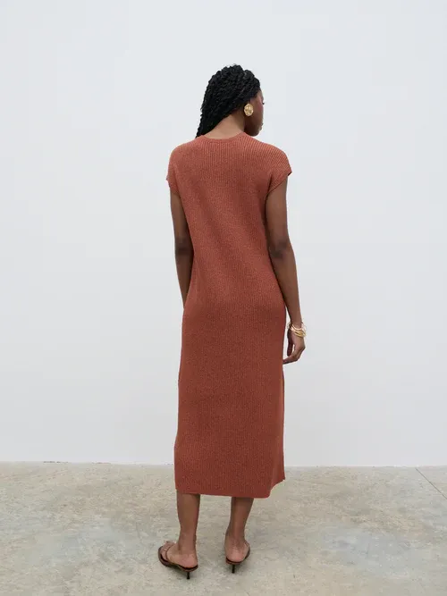 Rose Knit Midaxi Dress - Rosewood