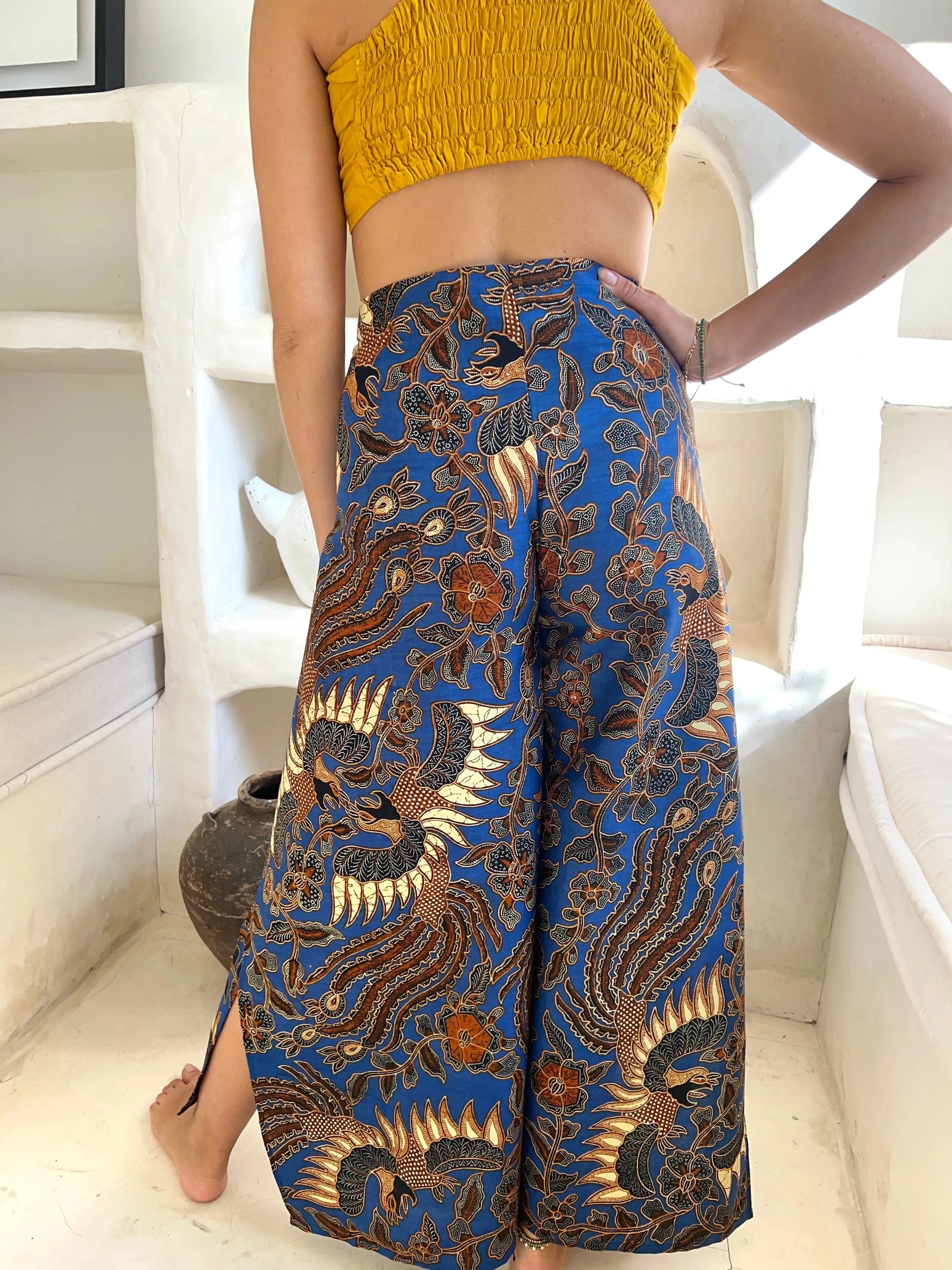 Royal Blue Batik Wrap Around Trousers