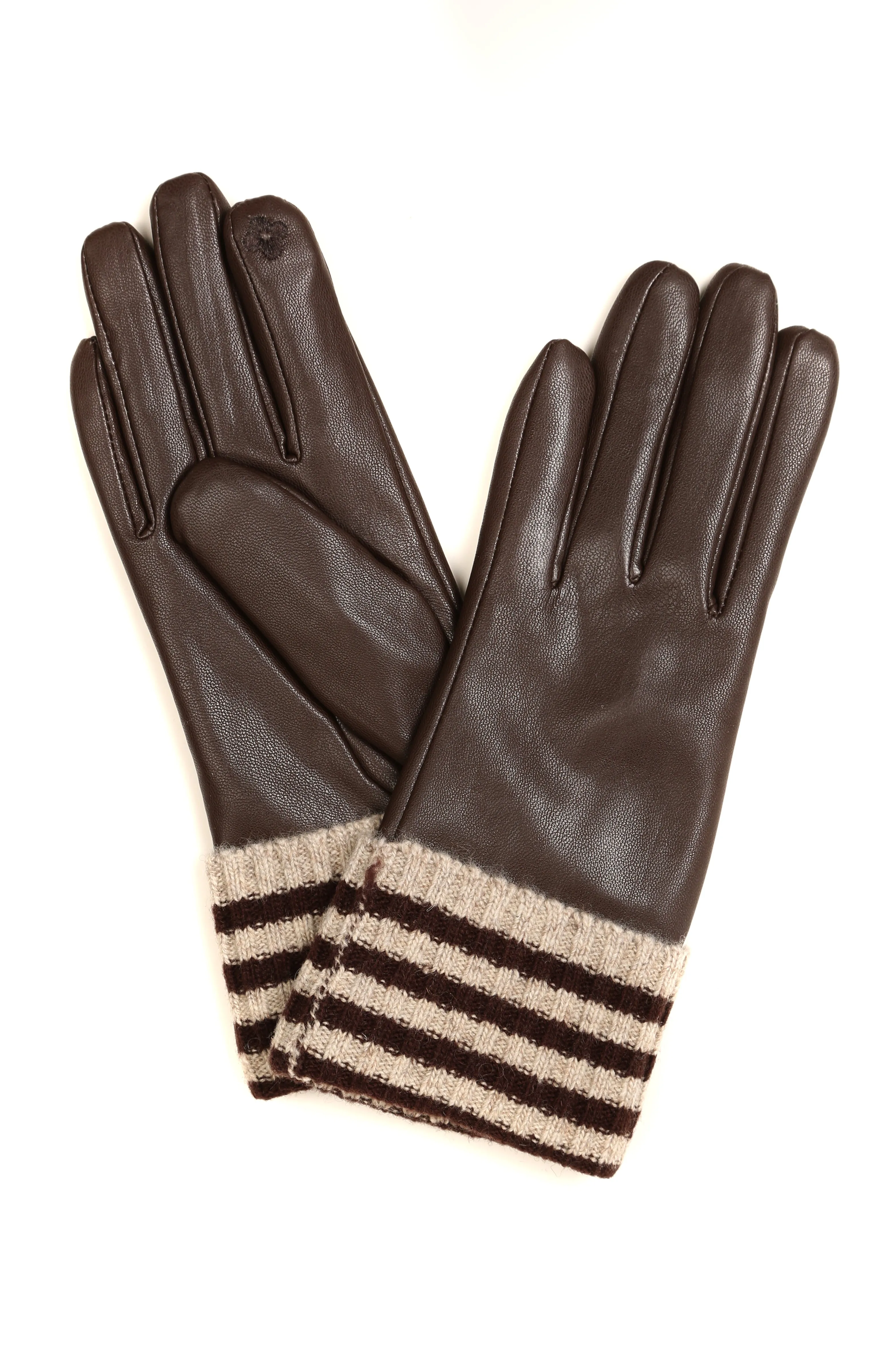 Sakkas Oda Warm Striped Wool Cuff Winter Touch Screen Wrist Length Gloves