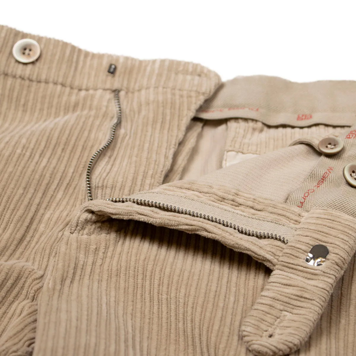 Sand Beige Stretch Cotton Corduroy Trousers