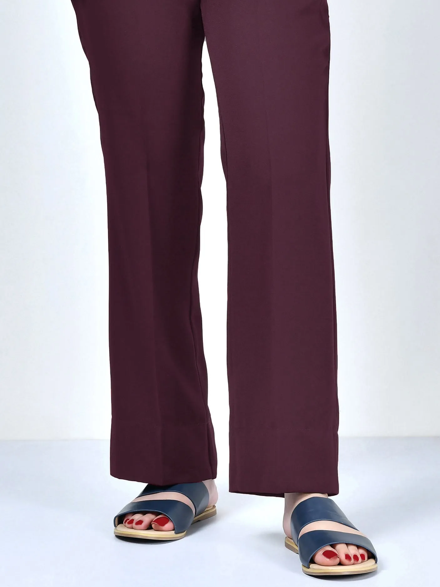 Satin Bootcut Pants - D. Maroon