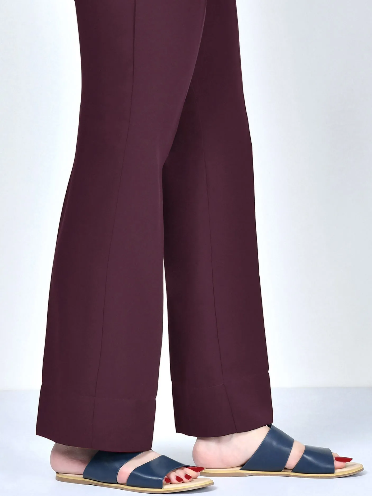 Satin Bootcut Pants - D. Maroon