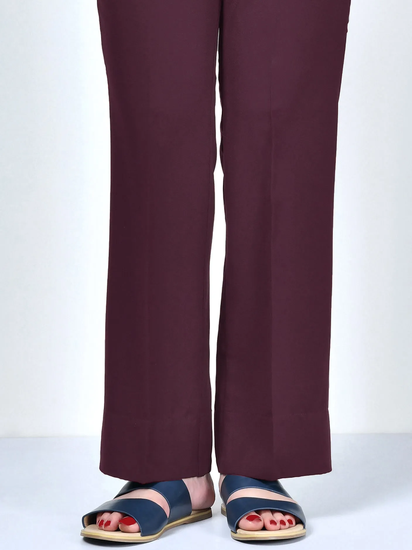 Satin Bootcut Pants - D. Maroon