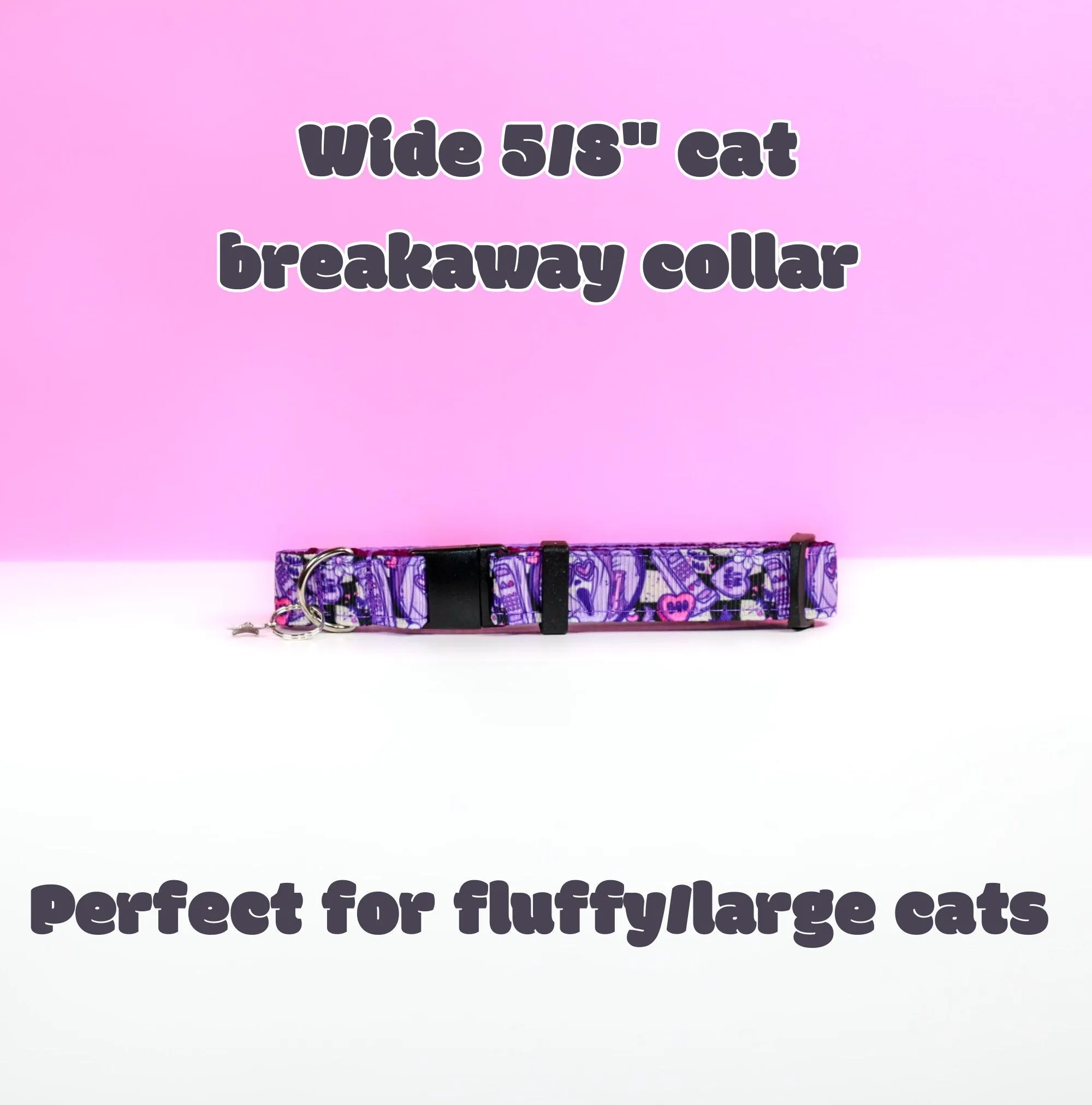 Sidney, Cat collar, Dog collar, Horror pet collar, Halloween collar, Witchy collar, Spooky ghost, Purple and pink collar