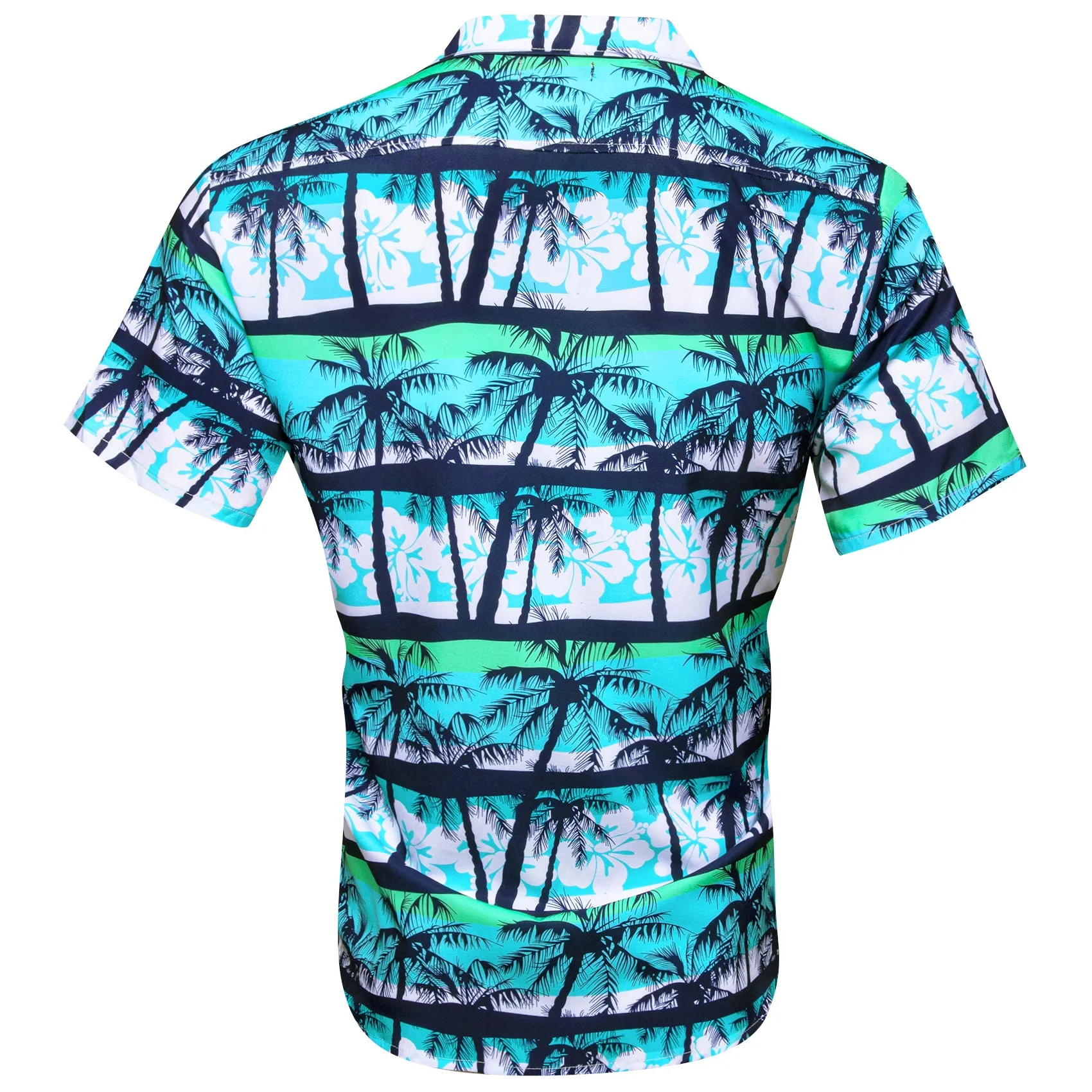 Sky Blue Black Coconut Tree Novelty Men's Short Sleeve Summer Shirt