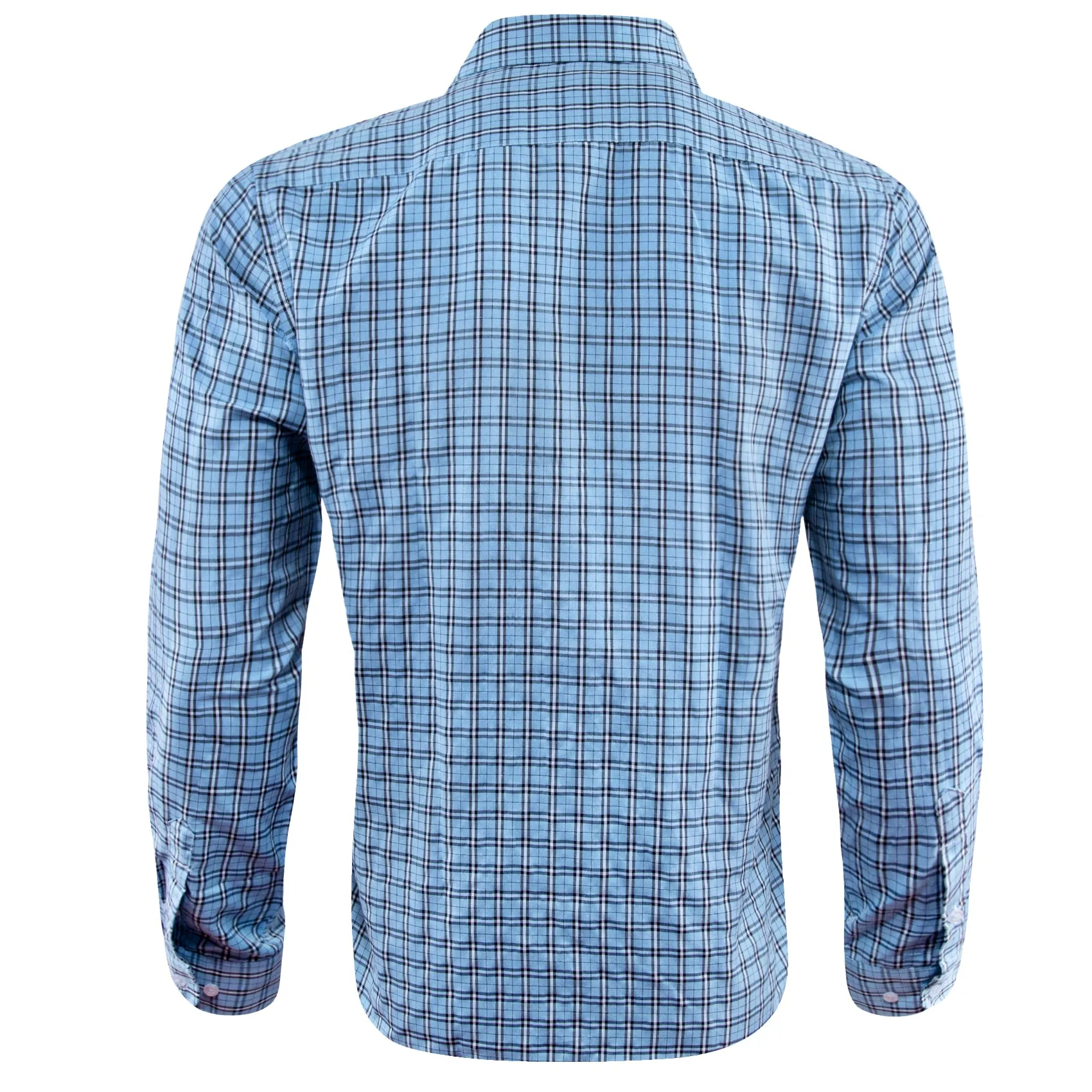 Sky Blue Small Plaid Men's Long Sleeve Work Shirt