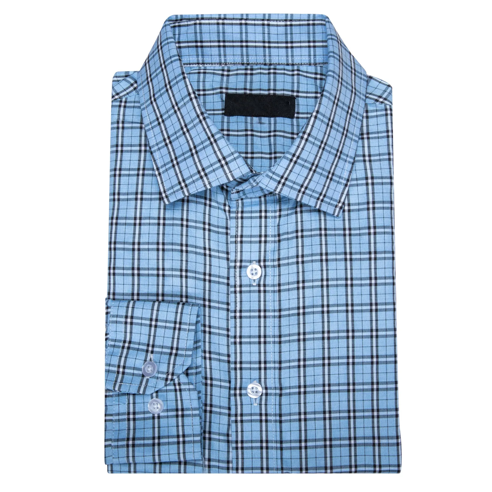 Sky Blue Small Plaid Men's Long Sleeve Work Shirt