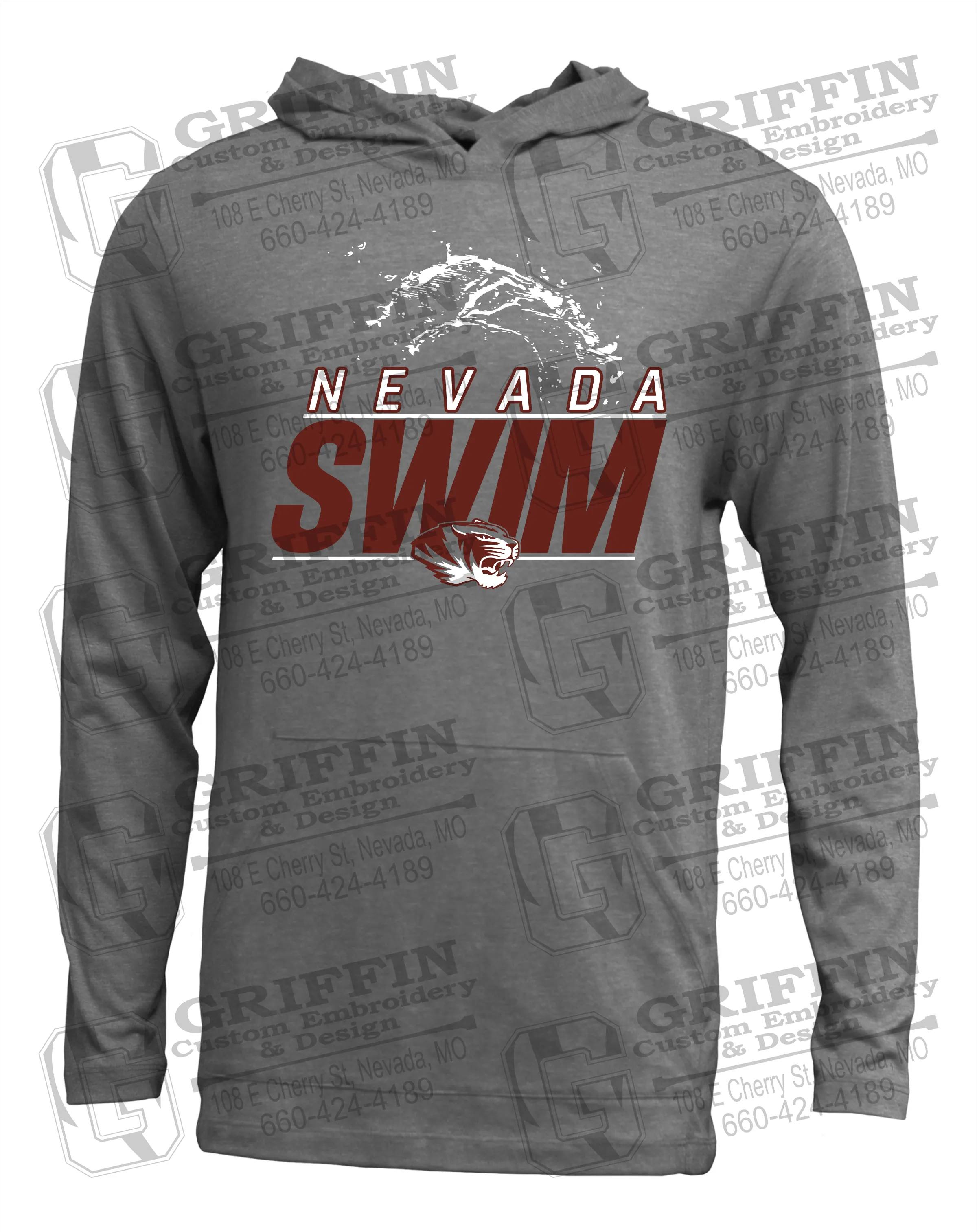 Soft-Tek T-Shirt Hoodie - Swimming - Nevada Tigers 23-W