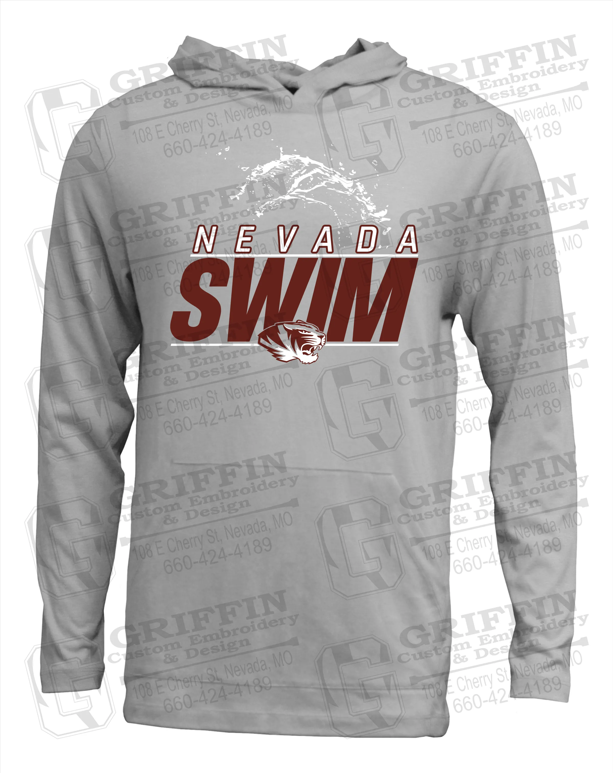 Soft-Tek T-Shirt Hoodie - Swimming - Nevada Tigers 23-W