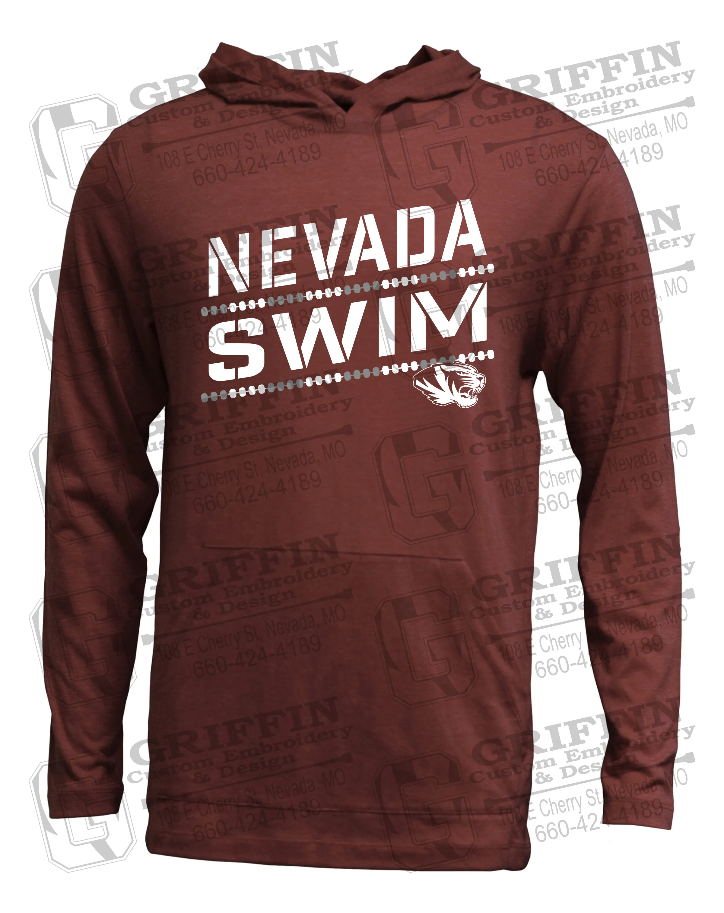 Soft-Tek T-Shirt Hoodie - Swimming - Nevada Tigers 25-O