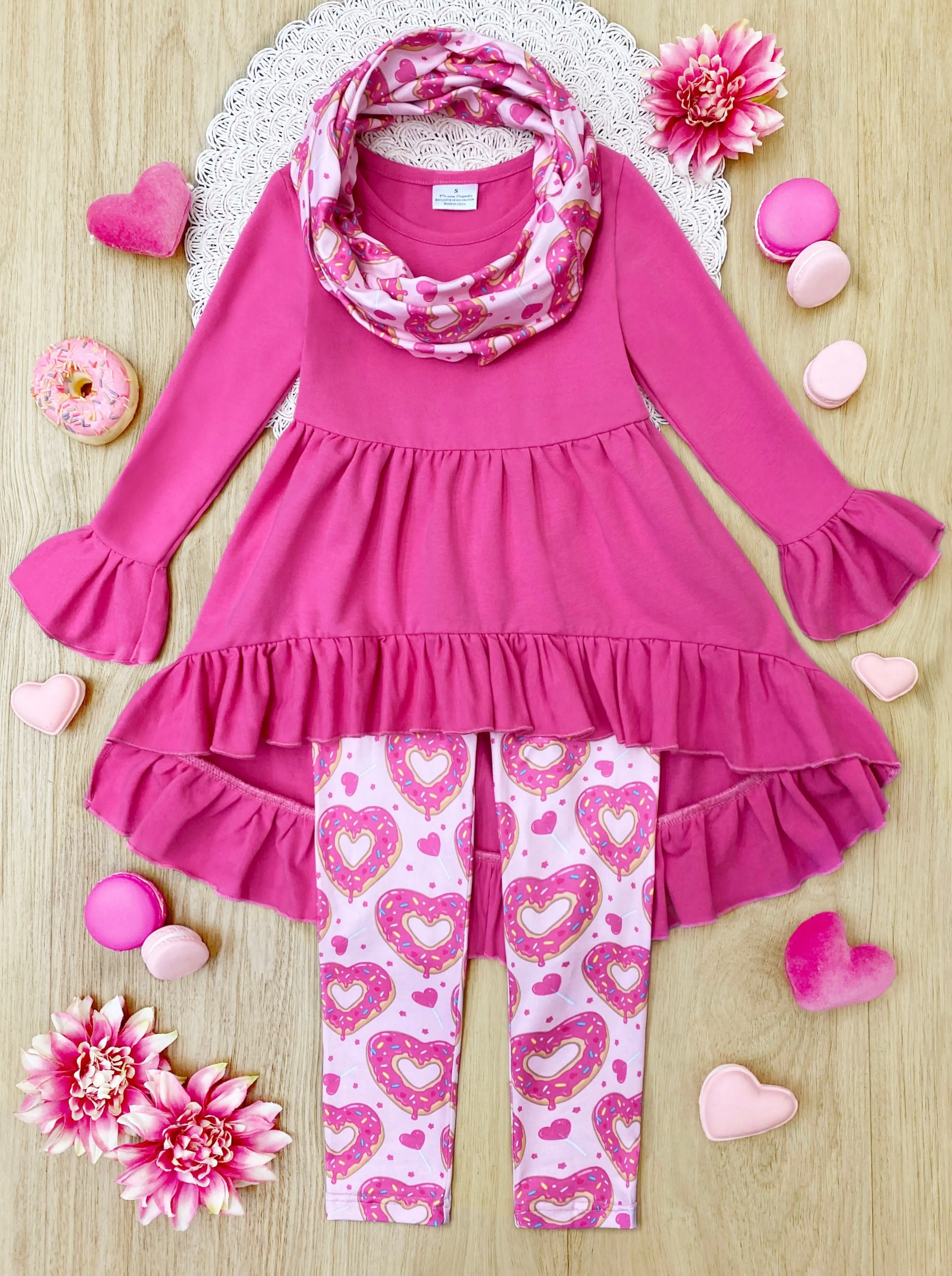 Sprinkle Love Everywhere Tunic, Scarf, and Legging Set