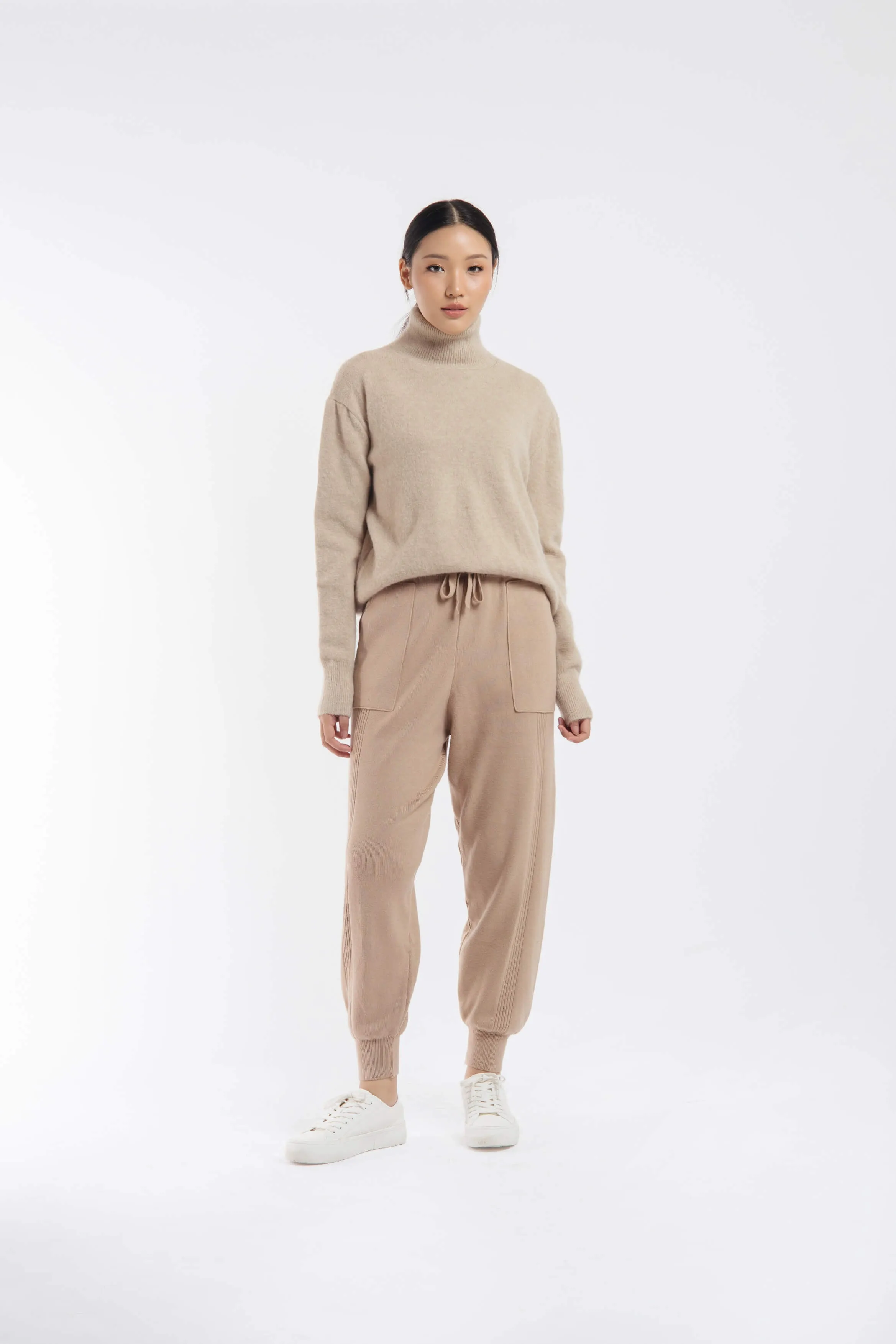 Taupe Basic Knit Winter Jogger