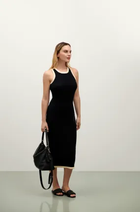 The Aria Knit Tank Dress - Black & Oatmeal