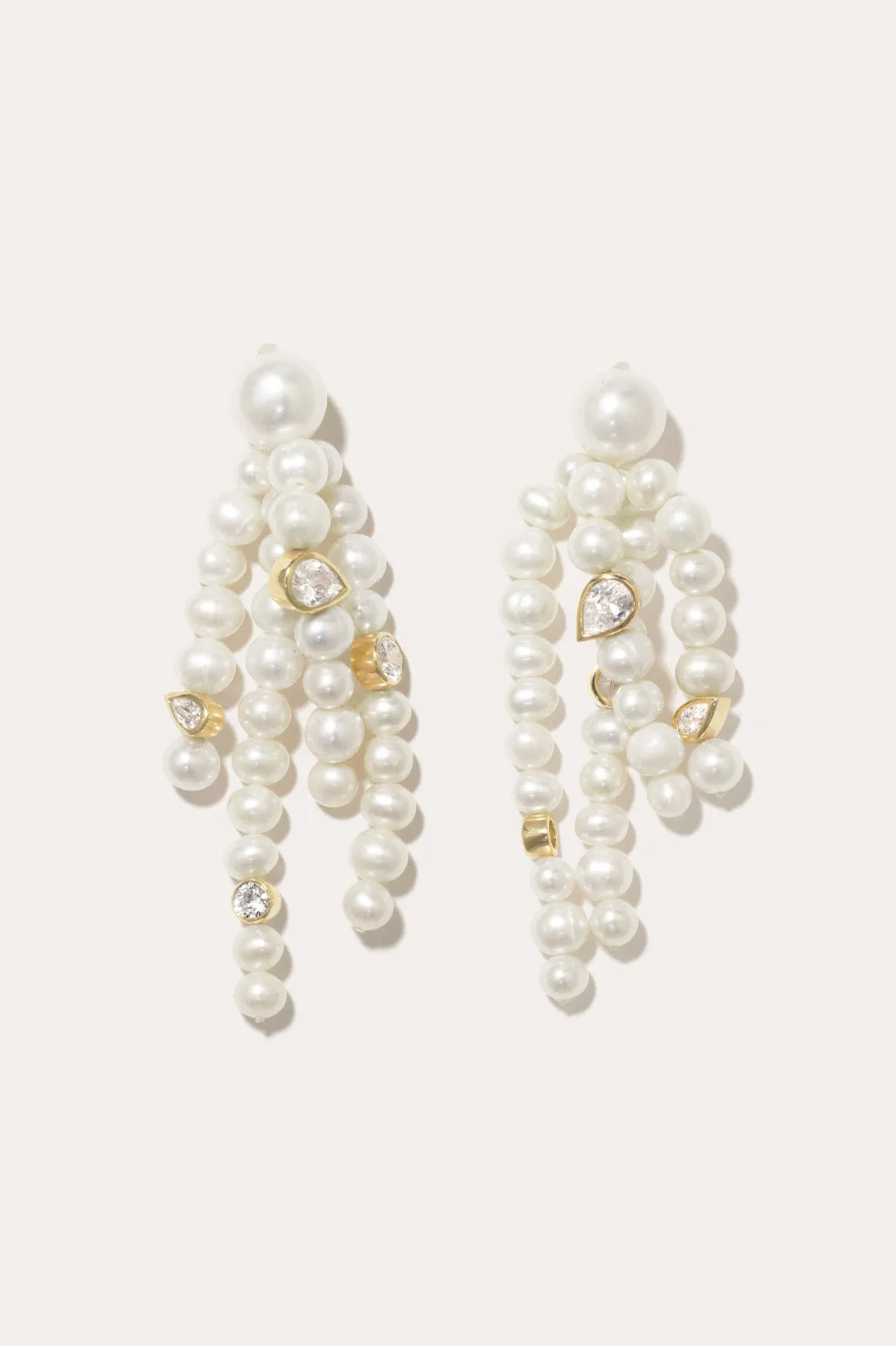 The Bay of Thoughts - Pearl and Zirconia Recycled Gold Vermeil Earrings