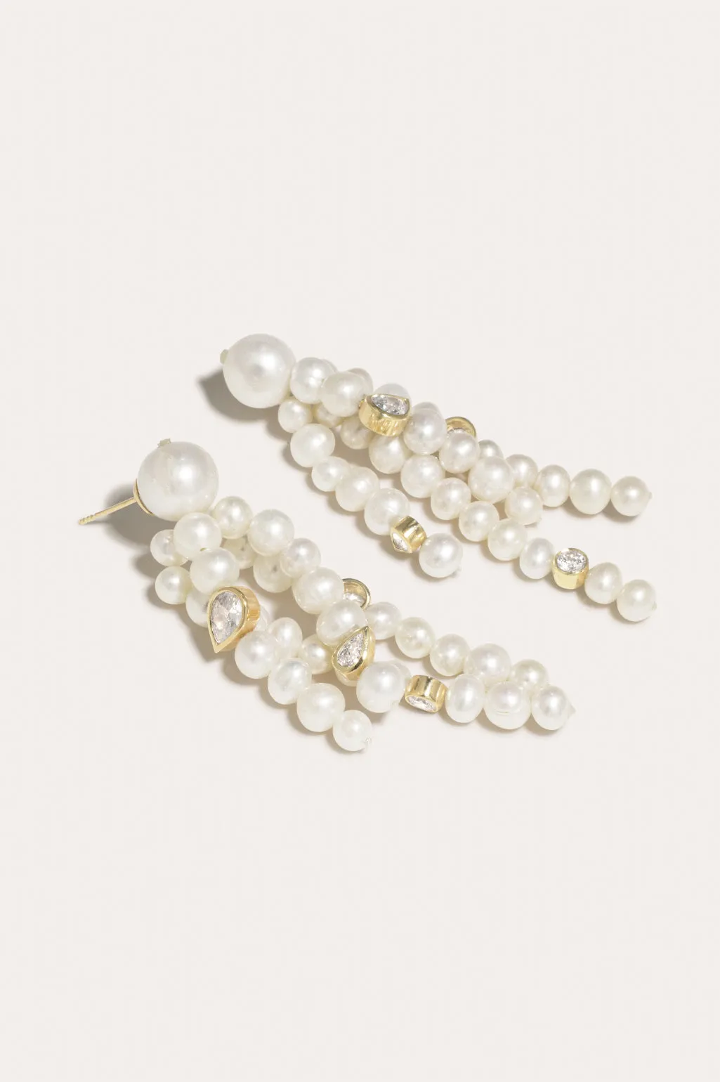 The Bay of Thoughts - Pearl and Zirconia Recycled Gold Vermeil Earrings