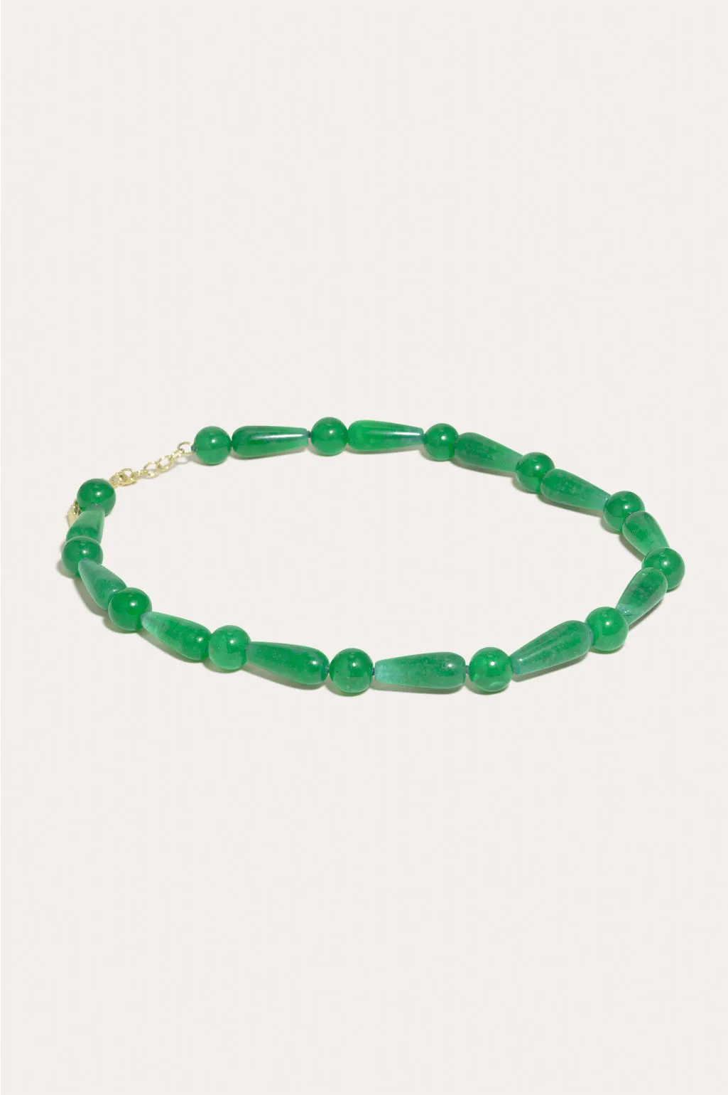 The Depths of Time - Green Chalcedony and Recycled Gold Vermeil Necklace