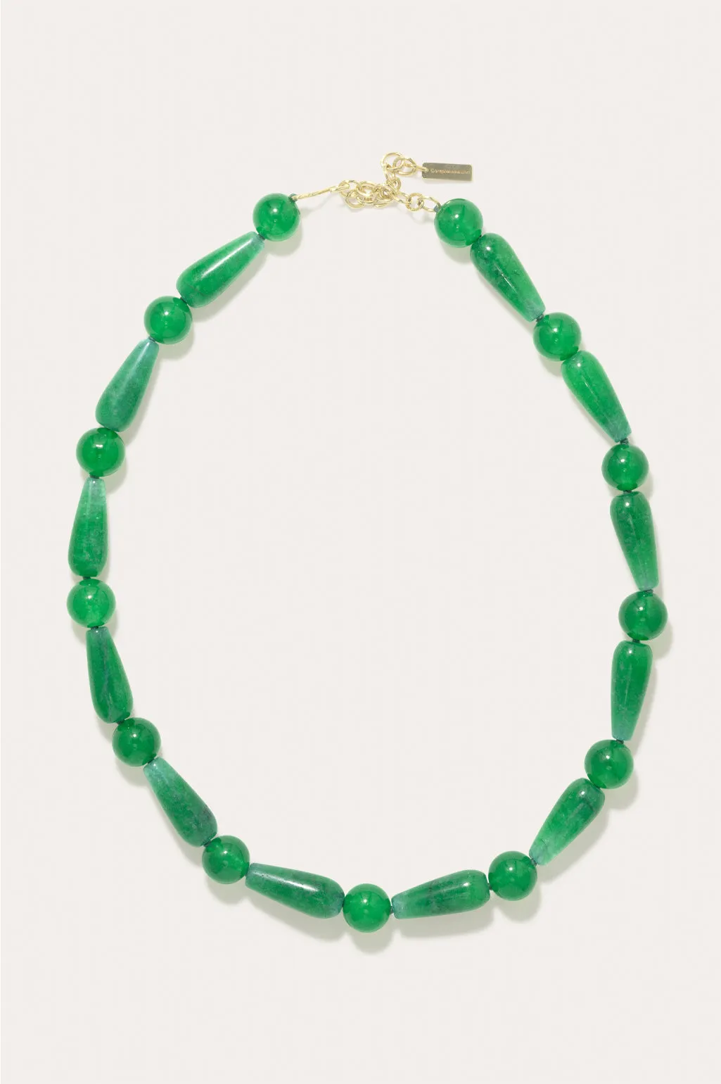 The Depths of Time - Green Chalcedony and Recycled Gold Vermeil Necklace