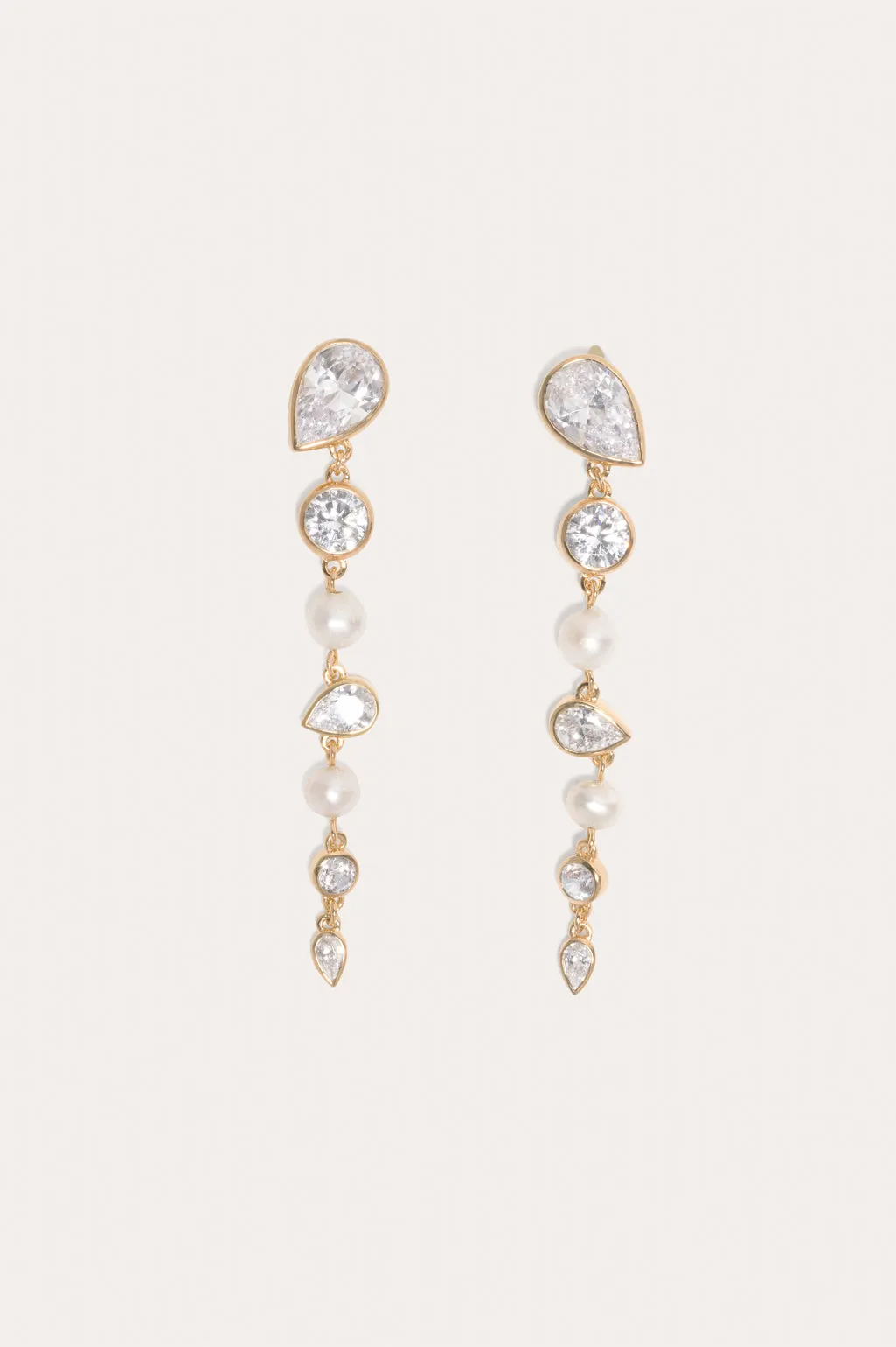 The Light of the Past - Pearl and Zirconia Gold Vermeil Earrings