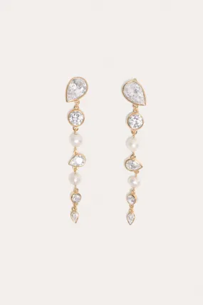 The Light of the Past - Pearl and Zirconia Gold Vermeil Earrings