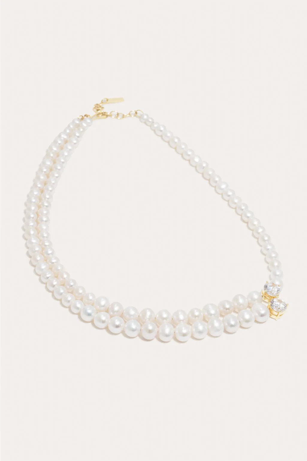 The Light of the Past - Pearl and Zirconia Recycled Gold Vermeil Necklace