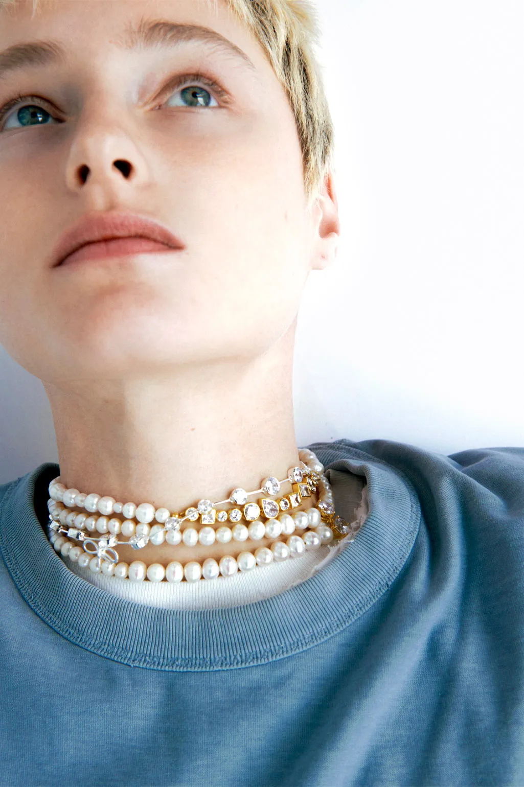 The Light of the Past - Pearl and Zirconia Recycled Gold Vermeil Necklace