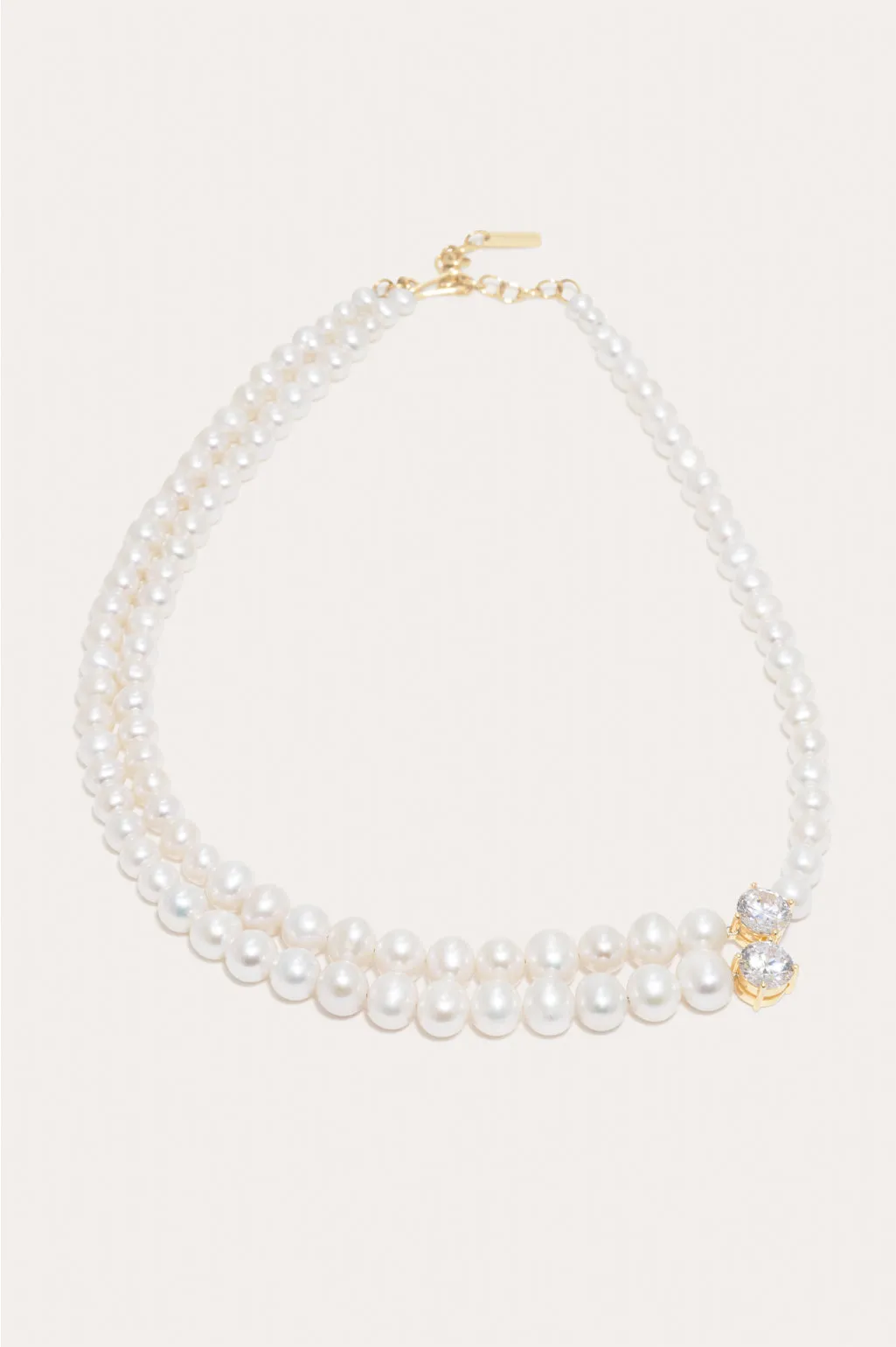 The Light of the Past - Pearl and Zirconia Recycled Gold Vermeil Necklace