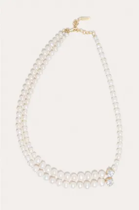 The Light of the Past - Pearl and Zirconia Recycled Gold Vermeil Necklace