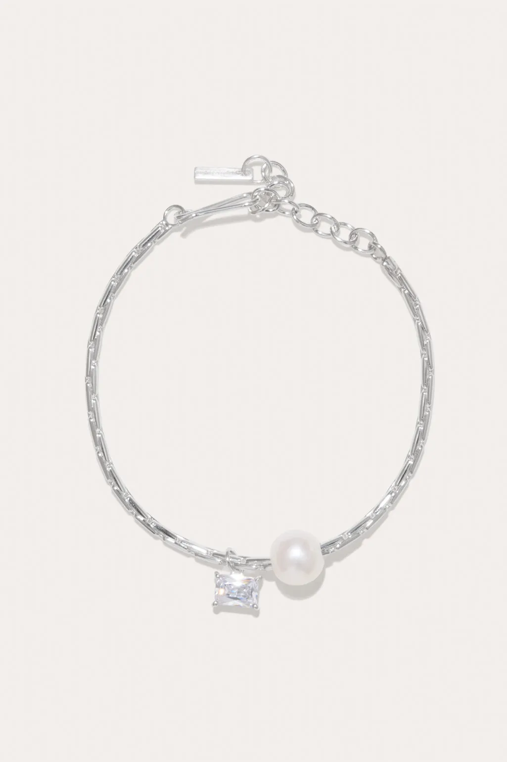 The Locus of Fortitude - Pearl and Zirconia Sterling Silver Bracelet