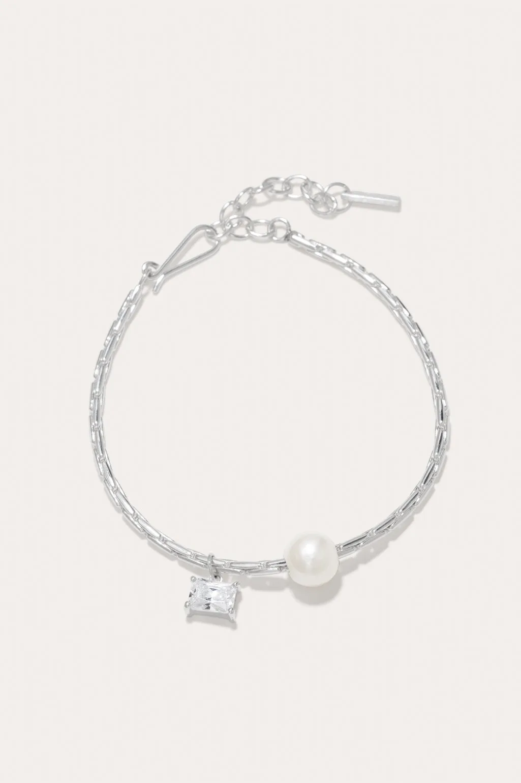 The Locus of Fortitude - Pearl and Zirconia Sterling Silver Bracelet