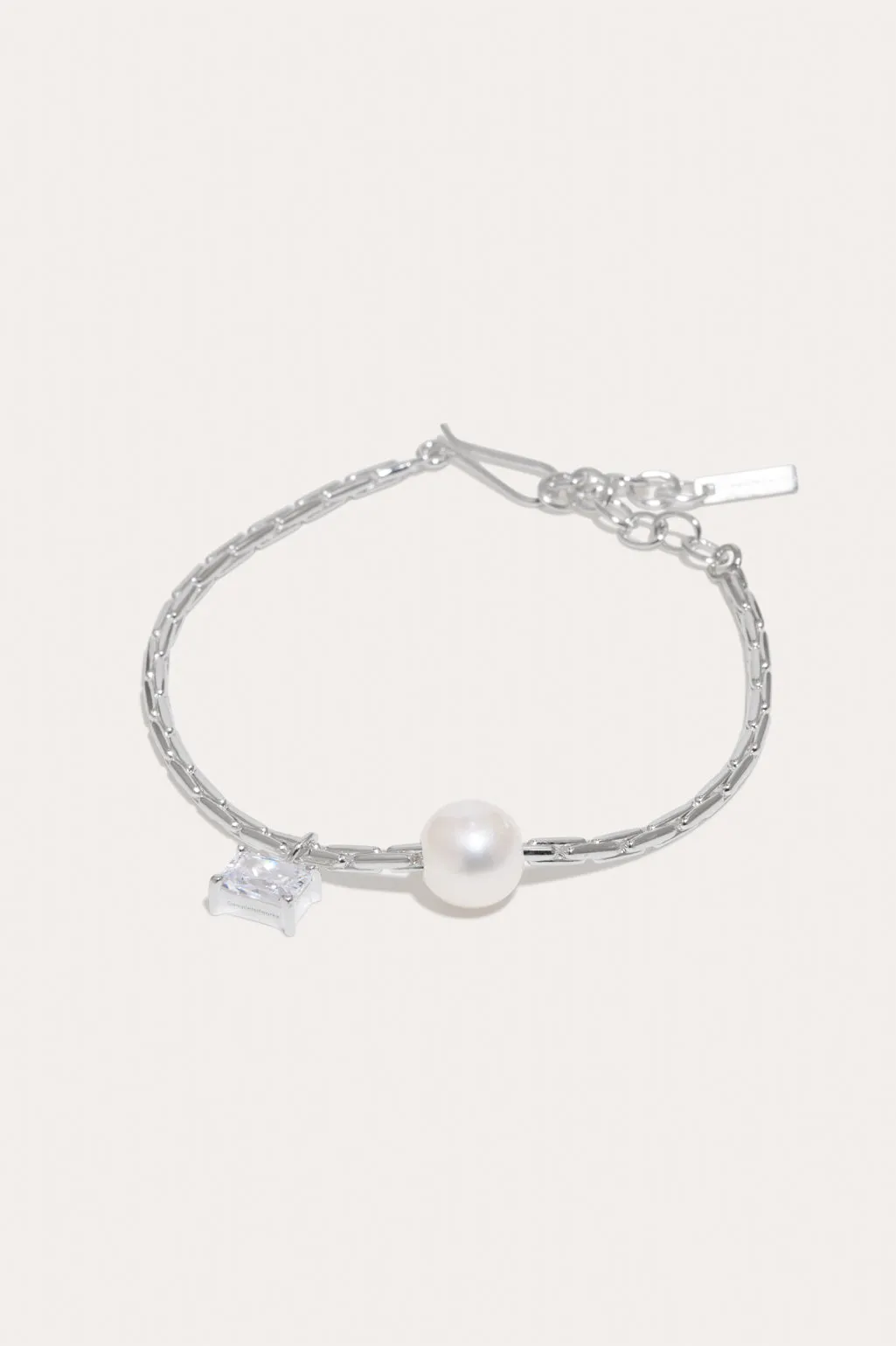 The Locus of Fortitude - Pearl and Zirconia Sterling Silver Bracelet