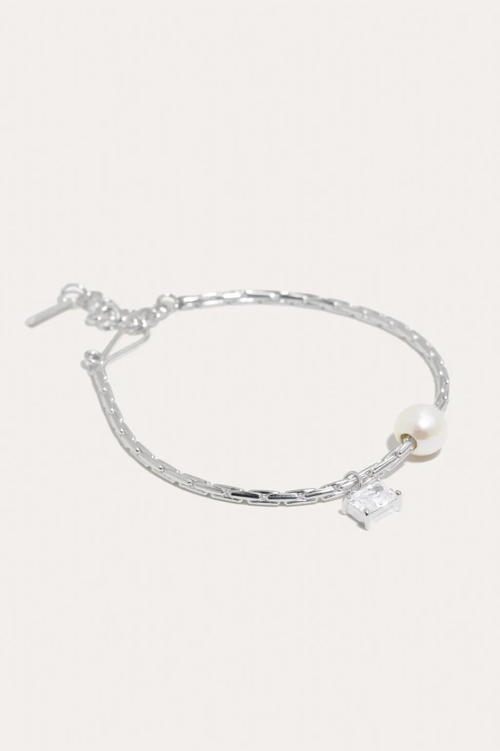 The Locus of Fortitude - Pearl and Zirconia Sterling Silver Bracelet