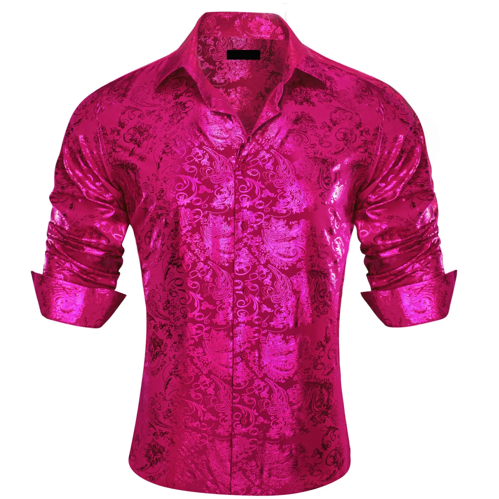 Ties2you Button Down Men's Shirt Magenta Pink Bronzing Floral Shirt