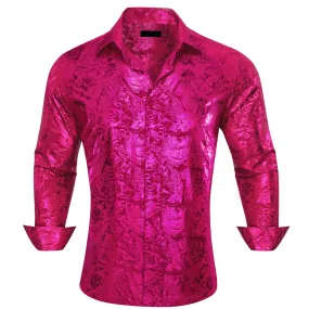 Ties2you Button Down Men's Shirt Magenta Pink Bronzing Floral Shirt