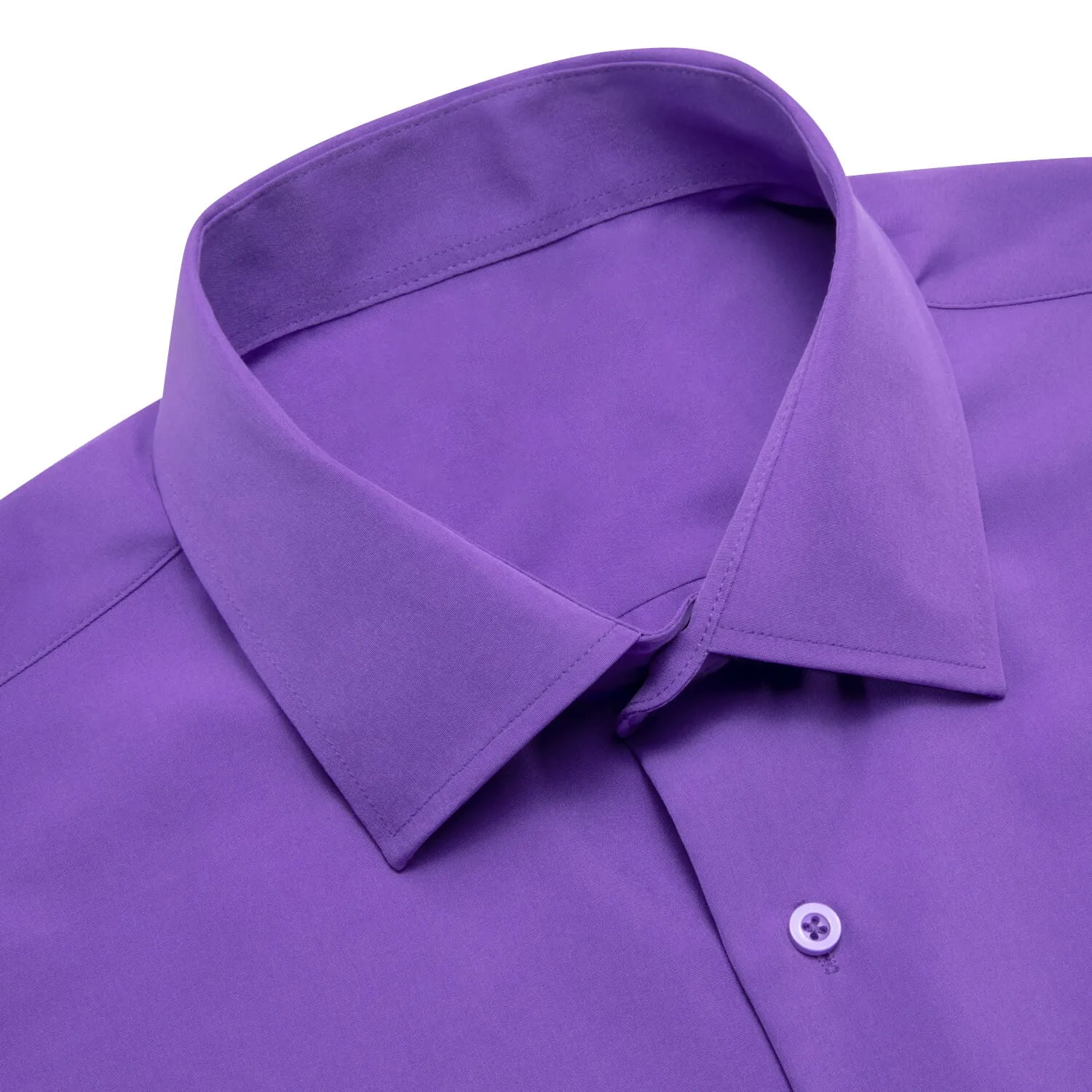 Ties2you Button Down Shirt Silk Solid Medium Purple Men's Long Sleeve Shirt