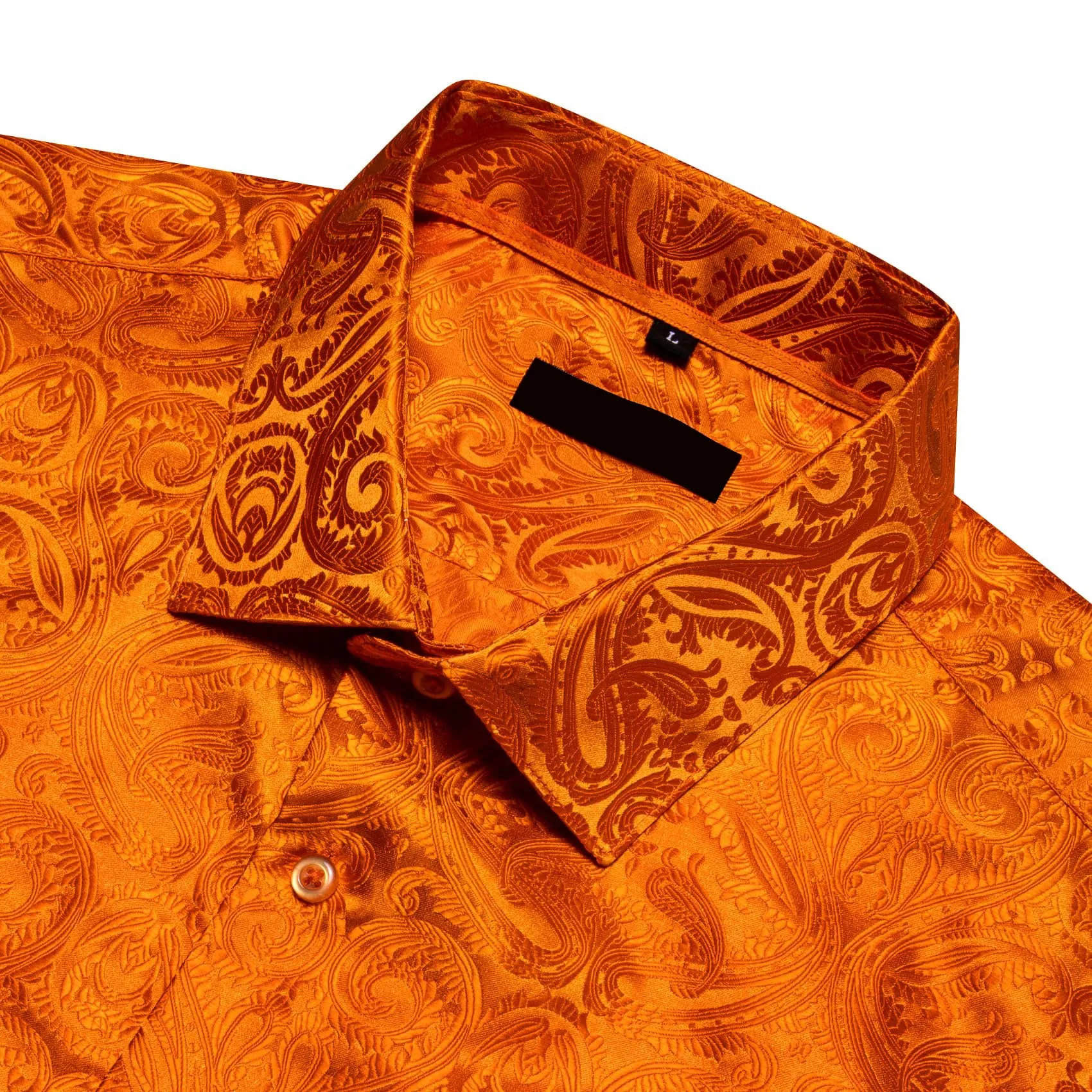 Ties2you Casual Shirt Hot Orange Floral Long Sleeve Button Up Shirts for Men