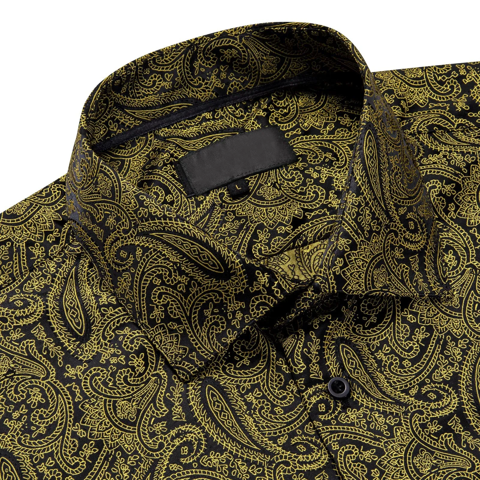 Ties2you Collared Shirt Luxury Gold Paisley Silk Long Sleeve Tuxedo Button Up Mens Shirts