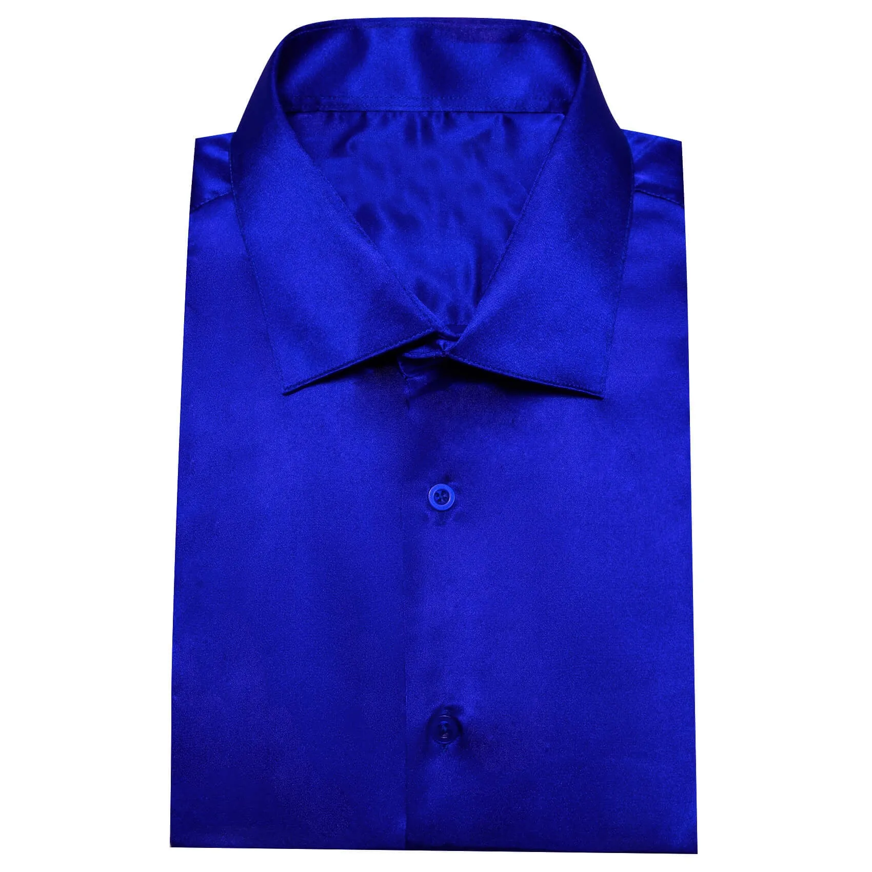 Ties2you Short Sleeve Shirt Cobalt Blue Solid Men's Silk Dress Shirt