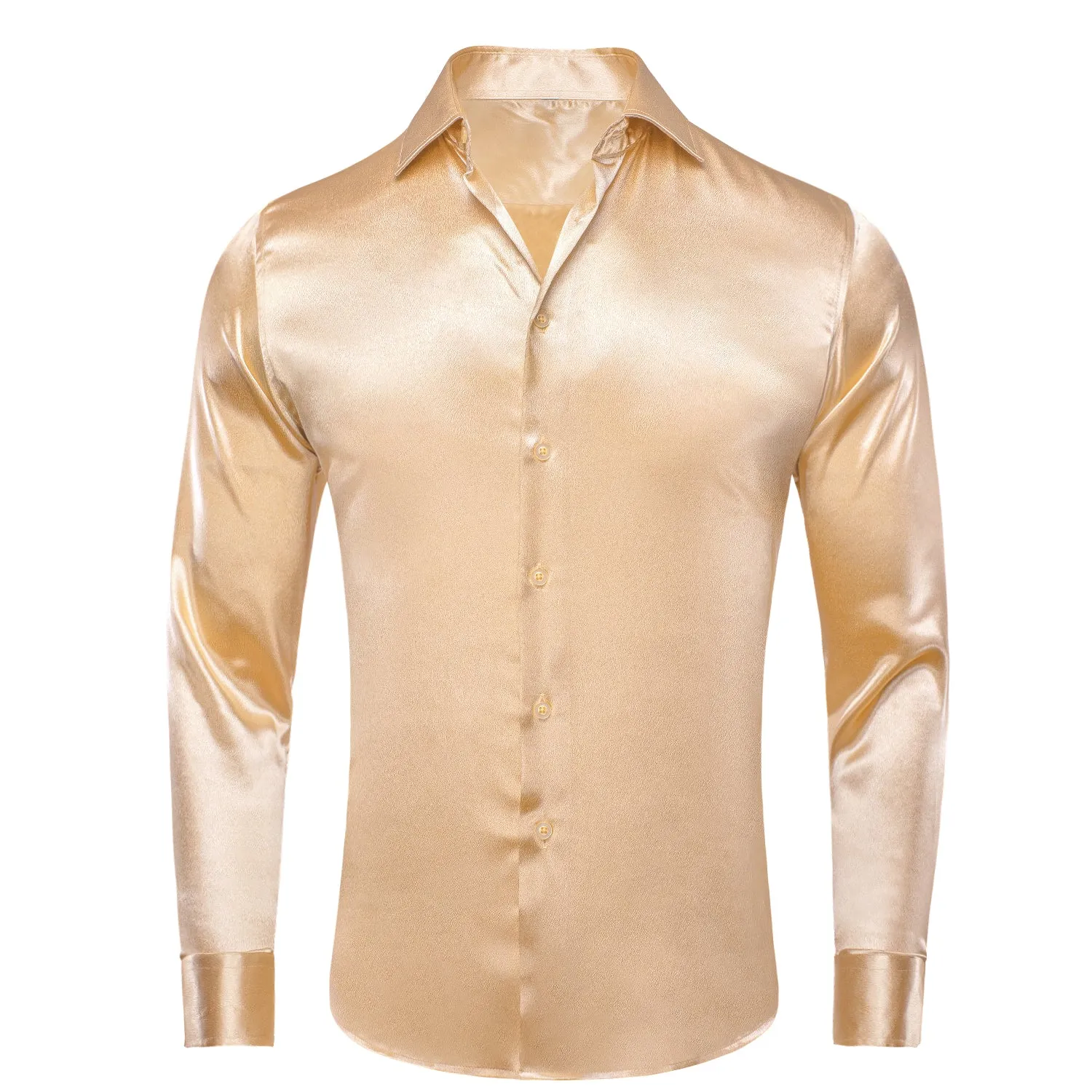 Ties2you Silk Shirts Champagne Solid Long Sleeve Shirt for Mens