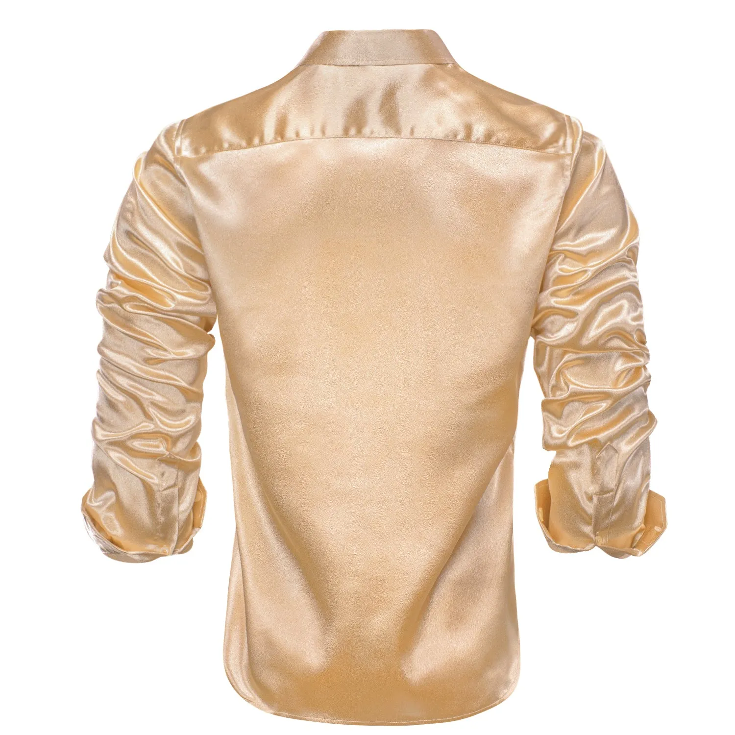 Ties2you Silk Shirts Champagne Solid Long Sleeve Shirt for Mens