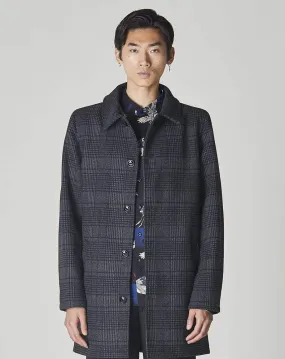 Troupe Mens Charcoal Check Overcoat | Grey