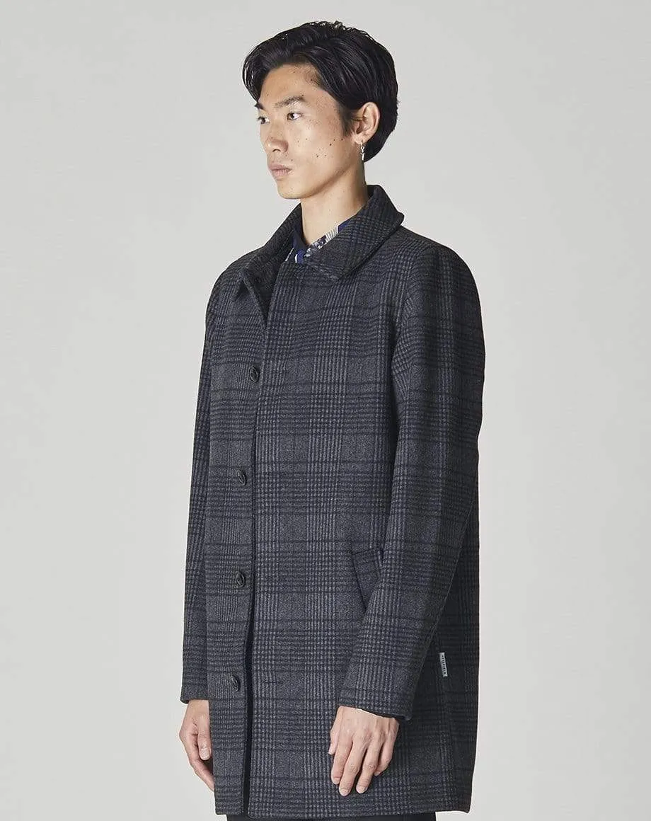 Troupe Mens Charcoal Check Overcoat | Grey