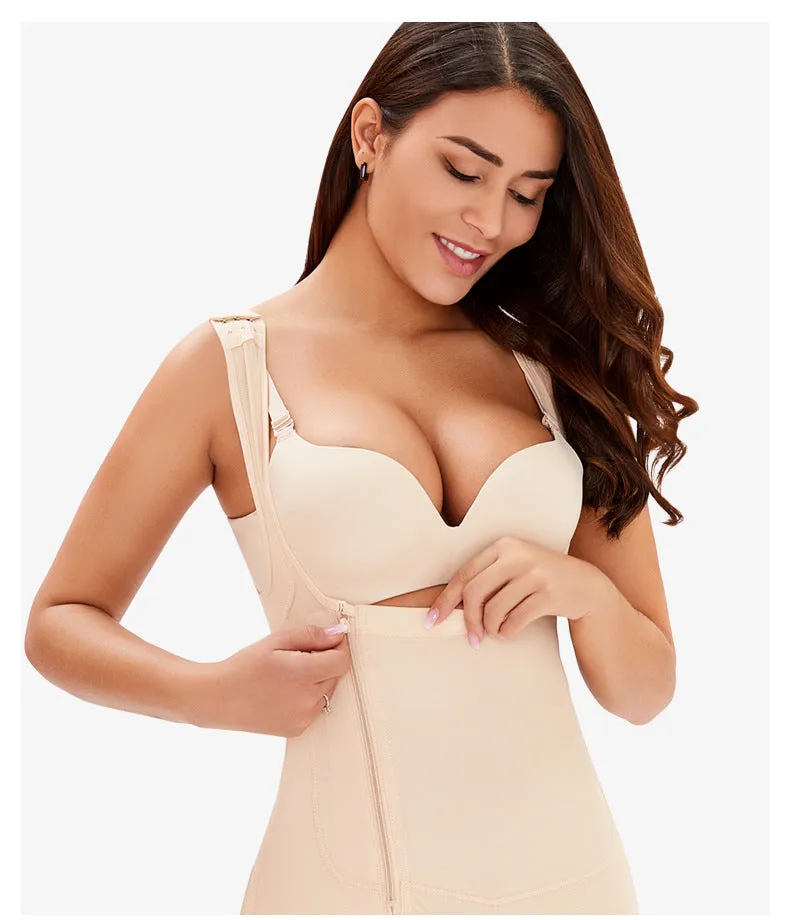 Tummy Control Butt Lifting Open Bust Bodysuit - Side Zipper