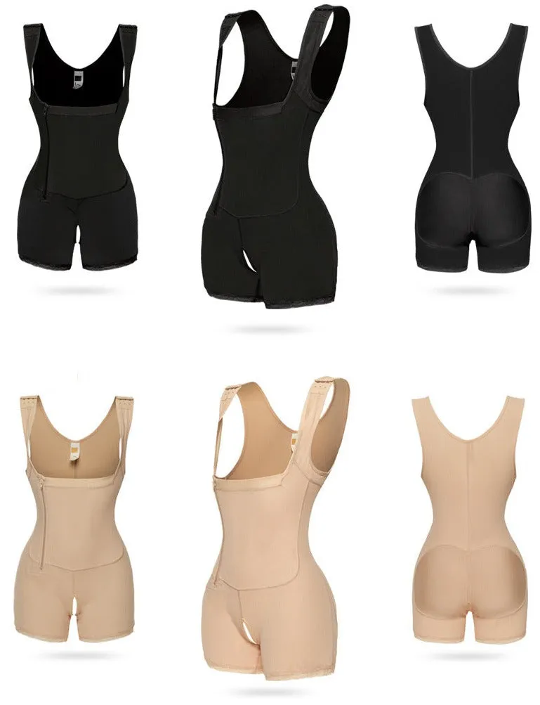 Tummy Control Butt Lifting Open Bust Bodysuit - Side Zipper