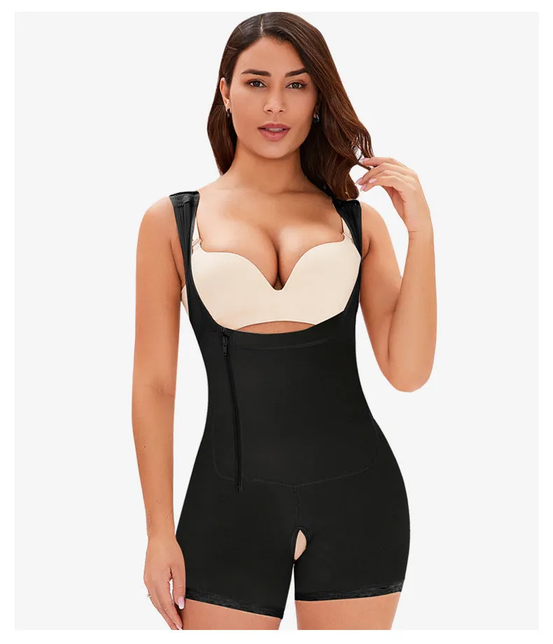 Tummy Control Butt Lifting Open Bust Bodysuit - Side Zipper