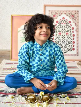 Tyohaar Boys Kurta- Nila